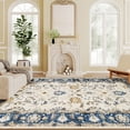 thumbnail image 1 of HOMCOM Machine Washable Area Rug 5x7, Non-Slip Boho Floral Print Floor Carpet for Living Room, Bedroom, Dining Room, Blue, 1 of 9
