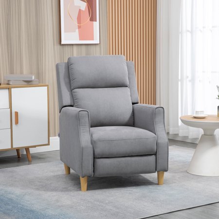 HOMCOM Contemporary Manual Recliner Chair with Footrest, Sofa Armchair for Living Room Bedroom, Gray