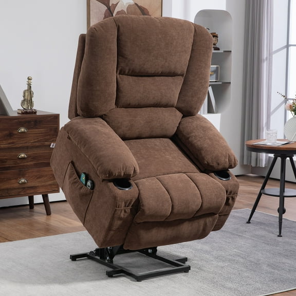 HOMCOM Massage Lift Chair with Heat, Quick Assembly, Brown
