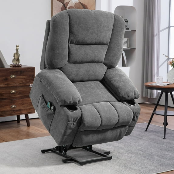 HOMCOM Massage Lift Chair with Heat, Quick Assembly, Charcoal Gray