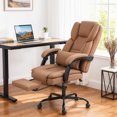thumbnail image 1 of HOMCOM Massage Office Chair, Pet-Friendly Faux Leather Reclining Desk Chair with Lumbar Support, Footrest, Swivel Wheels, Remote, Brown, 1 of 9
