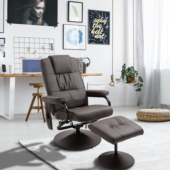 HOMCOM Massage Recliner Chair with Brown PU Leather and 10-Point Vibration