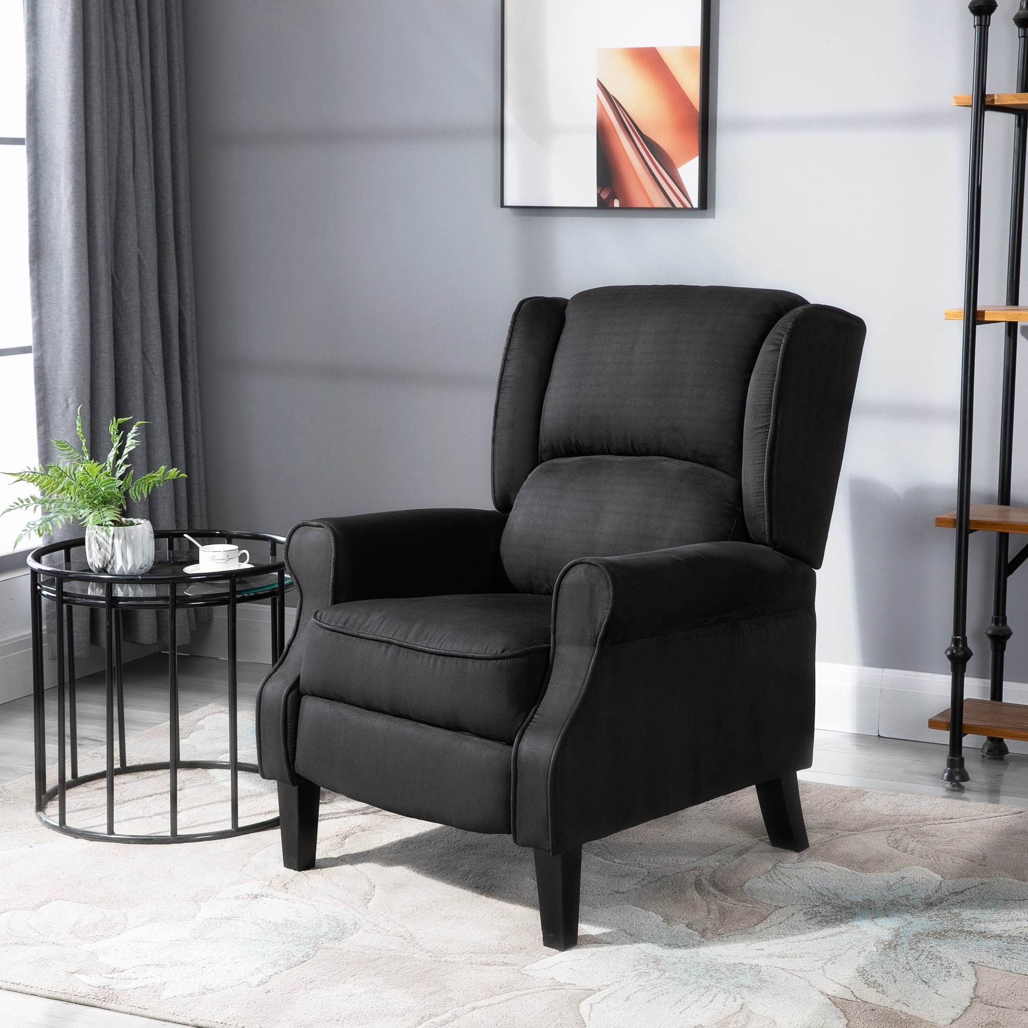 Black Heated Vibrating Massage Recliner with Metal Frame