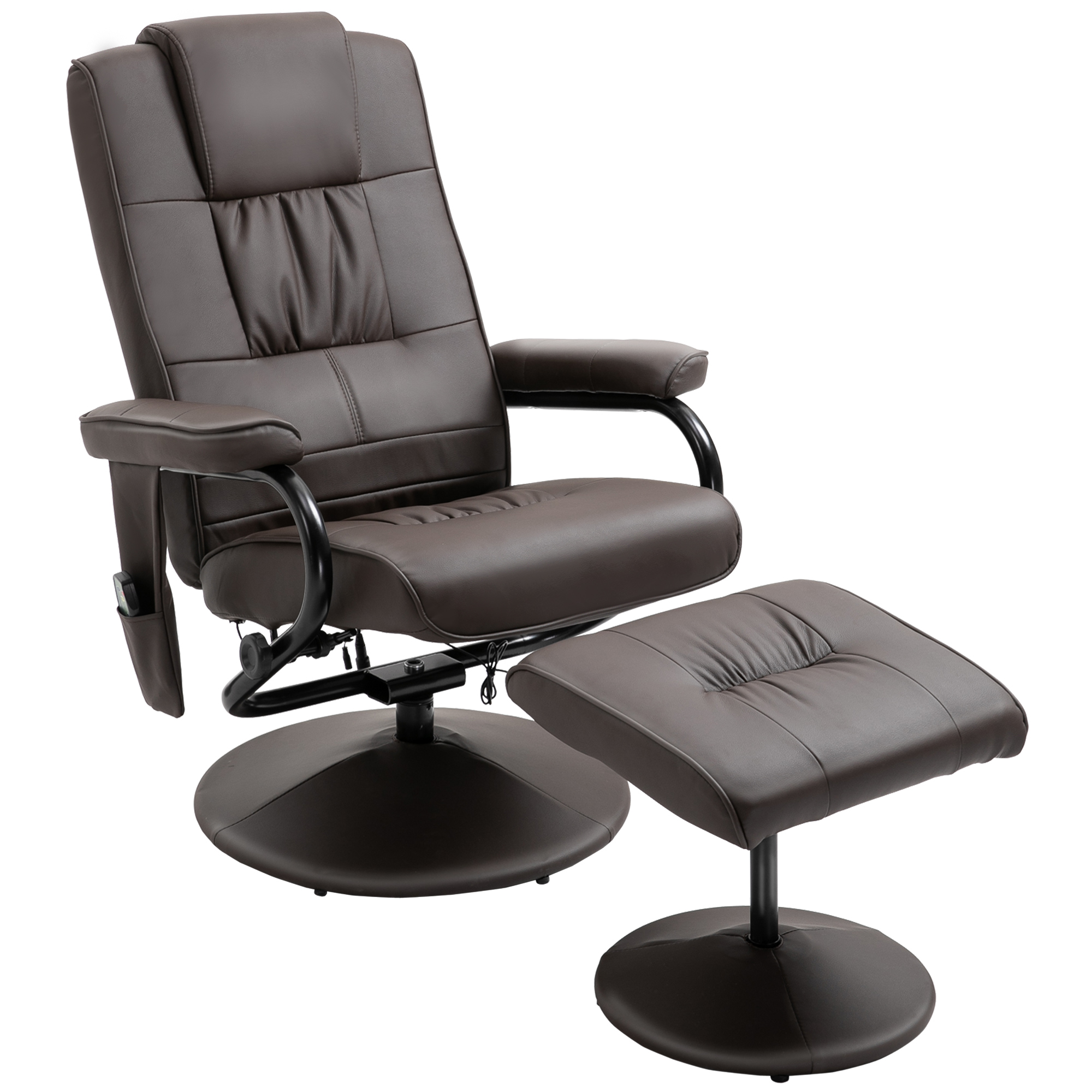 Massaging Faux Leather Recliner Chair and Ottoman Set, Swivel