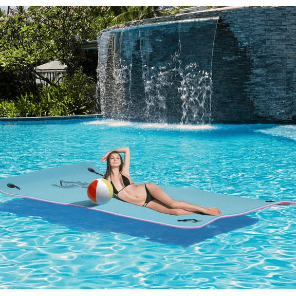 HOMCOM Mega Floating Water Mat  10‘ x 5‘ 3-Layer Pool Float Raft for Lake and Ocean  Portable Foam ConstructionMCOM Mega Floating Water Mat  10‘ x 5‘ 3-Layer Pool Float Raft for Lake and
