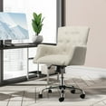 thumbnail image 1 of HOMCOM Mid Back Task Chair, Modern Home Office Chair with Tufted Button Design and Padded Armrests, Swivel Computer Desk Chair for Study Living Room Bedroom, Cream White, 1 of 9