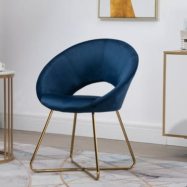 HOMCOM Modern Accent Chair Velvet Upholstered Chair w/ Golden Base Legs, Blue