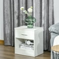 thumbnail image 1 of HOMCOM Modern Accent End Table with Drawer and Storage Shelf, Sofa Side Table for Living Room, White Wood Grain, 1 of 9