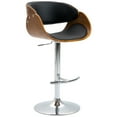 thumbnail image 1 of HOMCOM Modern Adjustable Bar Stool, Bentwood Bar Chair, PU Leather Swivel Barstool with Back, Footrest, Black and Walnut, 1 of 9