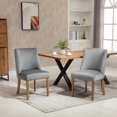 thumbnail image 1 of HOMCOM Modern Dining Chairs Set of 2 with High Back, Dining Room Chairs with Nailhead Trim, Upholstered Seats and Solid Wood Legs for Kitchen, Light Grey, 1 of 9