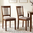 thumbnail image 1 of HOMCOM Dining Chairs Set of 2, Upholstered Kitchen Chairs with Rubberwood Frame, Padded Seat and Slat-Back for Living Room, Dining Room, Walnut, 1 of 9
