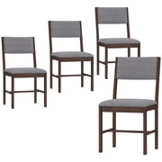 HOMCOM Modern Dining Chairs Set of 4, Linen Fabric Upholstered Kitchen Chairs with Rubberwood Legs for Dining Room, Living Room, Gray