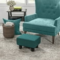 thumbnail image 1 of HOMCOM 16" Cube Modern Linen Fabric Pouf Footrest Ottoman - Green, 1 of 9