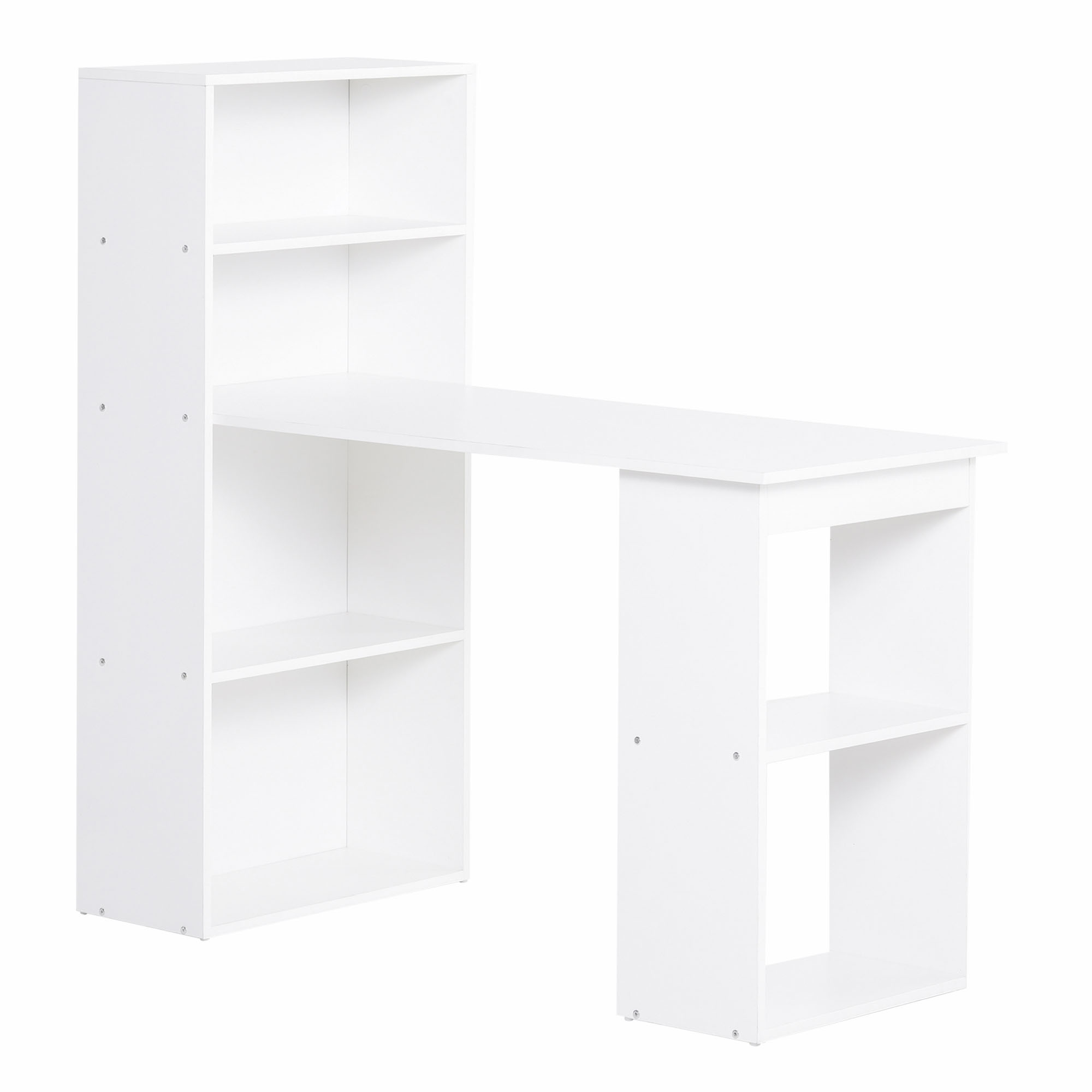 HOMCOM Modern Home Office Desk with 6-Tier Storage Shelves, 47" Writing Table with Bookshelf, White - image 1 of 9