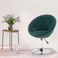 thumbnail image 1 of HOMCOM Modern Makeup Vanity Chair Round Tufted Swivel Accent Chair with Chrome Frame Height Adjustable for Living Room Bedroom Green, 1 of 9