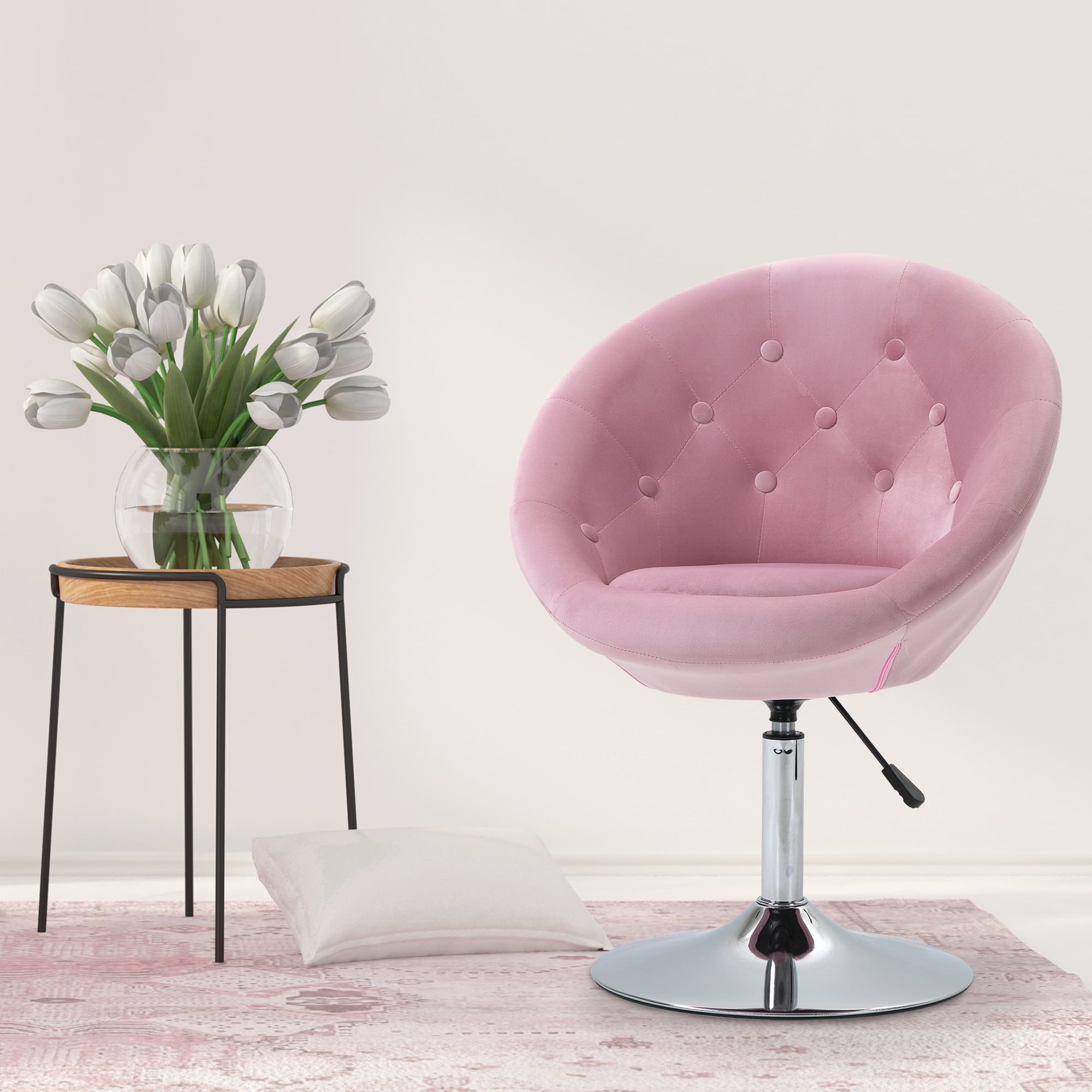 Accent Chair Pink Tufted Vanity Chair Velvet Vanity Chair With