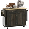 thumbnail image 1 of HOMCOM Modern Rolling Kitchen Island Cart with Spice Rack, Brown Oak, 1 of 8