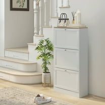 HOMCOM Modern Shoe Cabinet with 3 Flip Drawers for 18 Pairs, White