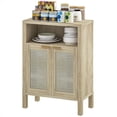 thumbnail image 1 of HOMCOM Modern Sideboard Buffet Cabinet, Natural Wood Accent Cabinet with Rattan Doors & Adjustable Shelf, 23.3"W Storage Organizer for Kitchen, Dining Room, Living Room or Entryway, 1 of 8