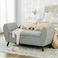 thumbnail image 1 of HOMCOM Modern Upholstered Ottoman Bench with Storage, Light Gray, 1 of 9