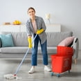 thumbnail image 1 of HOMCOM Compact Mop Bucket with Wringer on Wheels for Floor Cleaning, 21 Quart, Separate Dirty and Clean Water, Red, 1 of 9