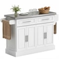 thumbnail image 1 of HOMCOM Rolling Kitchen Island Cart with Cabinets and Drawers, White, 1 of 8