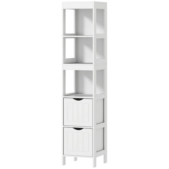 HOMCOM Narrow Bathroom Storage Cabinet, Slim Bathroom Cabinet, White