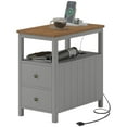 thumbnail image 1 of HOMCOM Narrow End Table with Charging Station, USB Ports, Drawers, Gray, 1 of 8