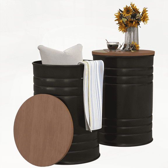 HOMCOM Nesting Storage Ottomans Set of 2 with Removable Lids & Hidden Space | Wal-Mart Special