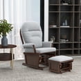 HOMCOM Nursery Glider Rocking Chair with Ottoman and Wood Base, Light ...