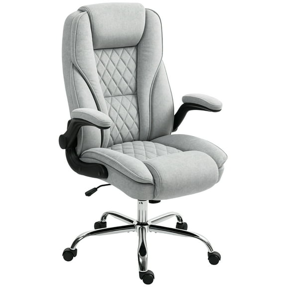 HOMCOM Office Chair, Computer Desk Chair with Flip-up Armrest, Gray