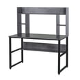 thumbnail image 1 of Homcom Office Computer Desk Writing Table Workstation with Storage Shelves, Black, 1 of 8