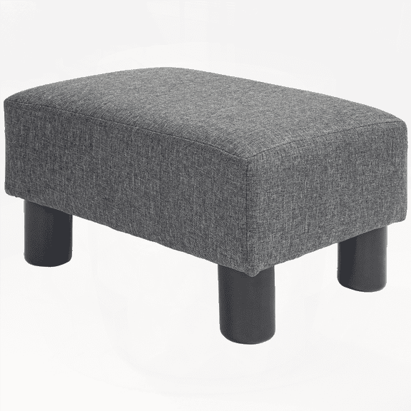 HOMCOM Ottoman Foot Rest - Small with Linen Fabric & Plastic Legs, for Living Room in Charcoal Gray