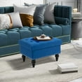 thumbnail image 1 of HOMCOM Ottoman with Storage for Living Room, 25" Storage Ottoman with Removable Lid, Button-Tufted Fabric Bench for Footrest and Seat with Wood Legs, Blue, 1 of 9