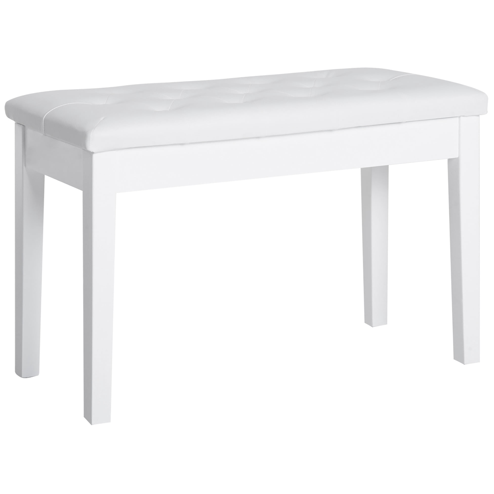 HOMCOM Piano Bench, Duet Piano Chair with Faux Leather Padded Cushion, White