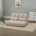 thumbnail image 1 of HOMCOM Polyester Adjustable Convertible Floor Sofa with Pillows, Beige, 1 of 10