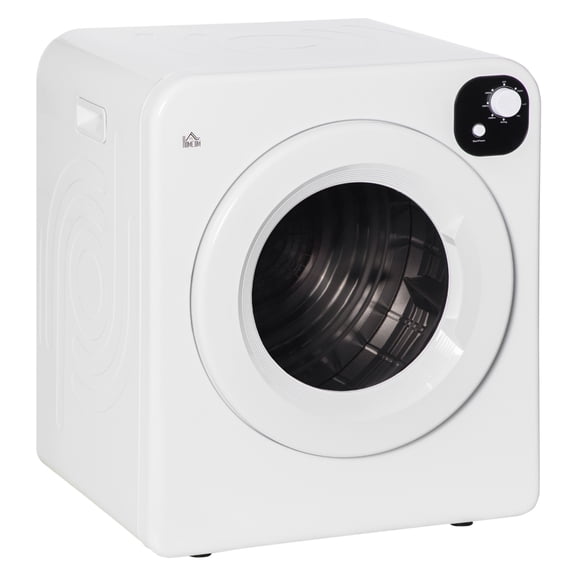 HOMCOM Portable Clothes Dryer, 120V 1300W Compact Laundry Dryer with Intelligent Drying, 3.2 cu.ft Stainless Steel Drum, Front Load Electric Dryer for Apartments, Dorms, RVs, White