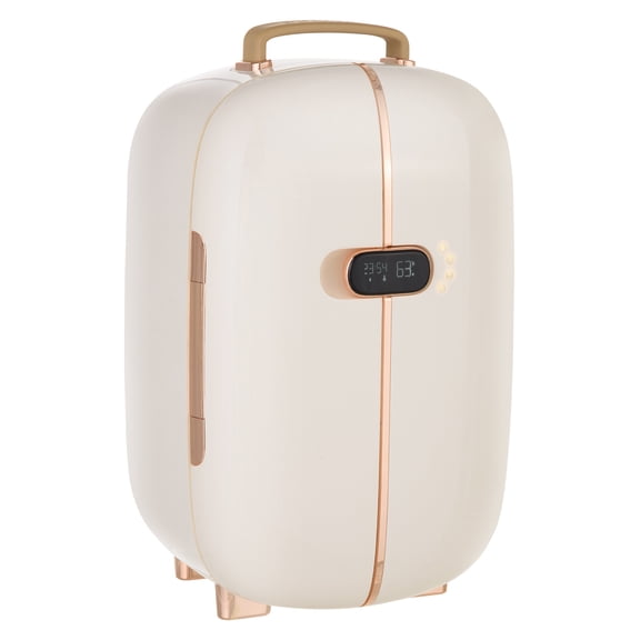 HOMCOM Portable Skincare Fridge with LED Display, 12L Mini Fridge for Beauty, Makeup and Cosmetics, Small Refrigerator Cooler for Bedroom, Home Office, Desktop, White