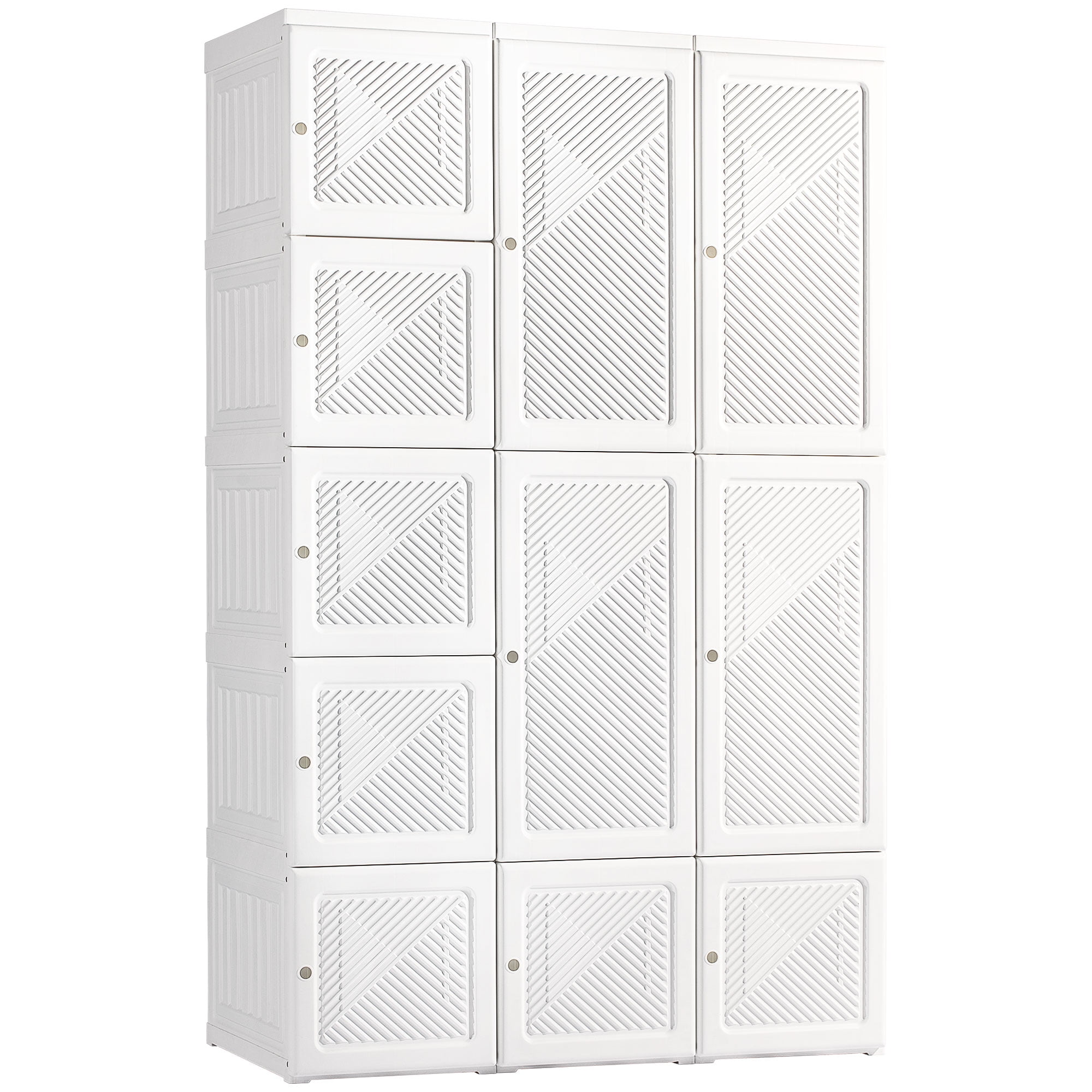 Homcom Portable Wardrobe Closet, Folding Bedroom Armoire, Clothes Storage  Organizer With Cube Compartments, Hanging Rod, Magnet Doors, White : Target