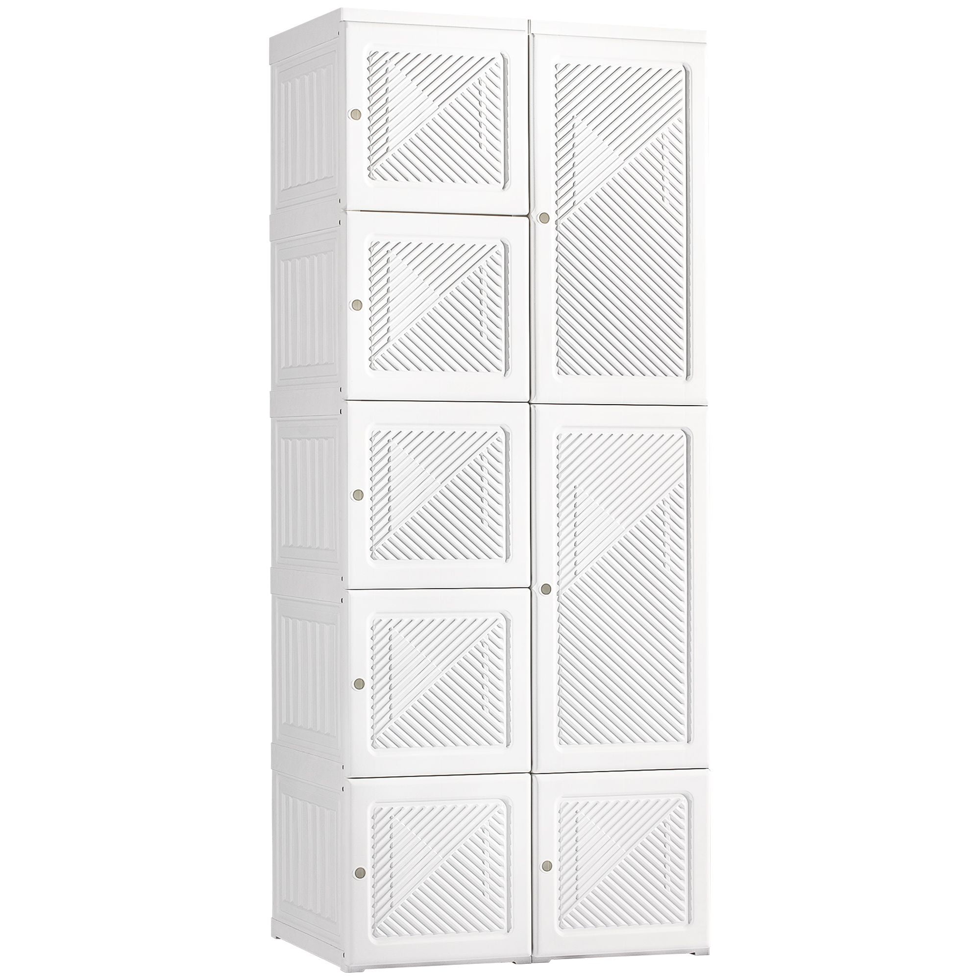 White Modular Portable Wardrobe Closet with Cube Compartments