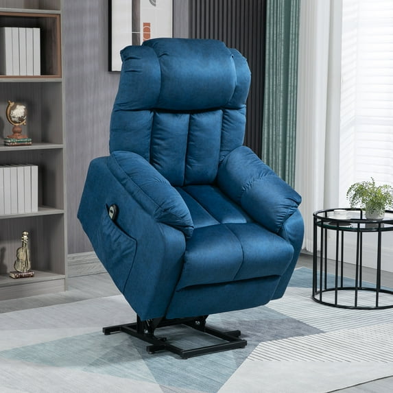 HOMCOM Power Lift Chair, Electric Recliner for Elderly, Compact Living Room Chair with Side Pocket & Remote Control, Blue