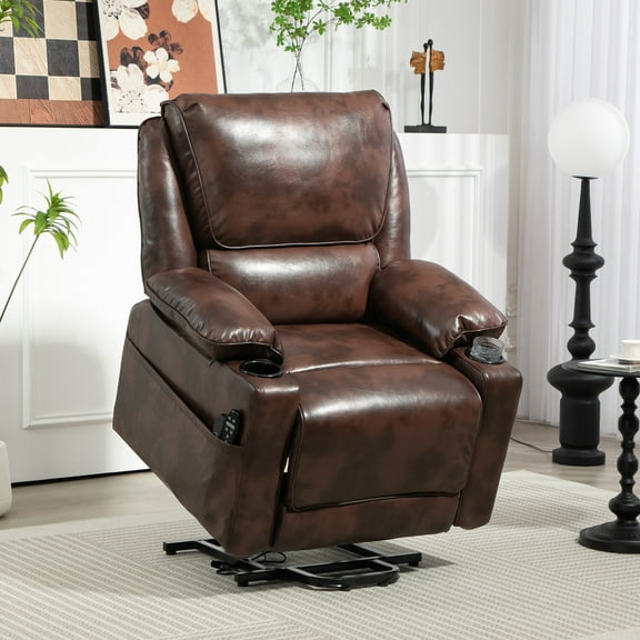 HOMCOM Power Lift Recliner Chair, Electric Heated Massage Reclining Chair with Remote, Side Pockets, Pocket Spring, Brown