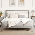 thumbnail image 1 of HOMCOM Queen Bed Frame with Upholstered Headboard, Queen Size Platform Bed Frame with Wooden Slats, No Box Spring Needed, Easy Assembly, Gray, 1 of 9