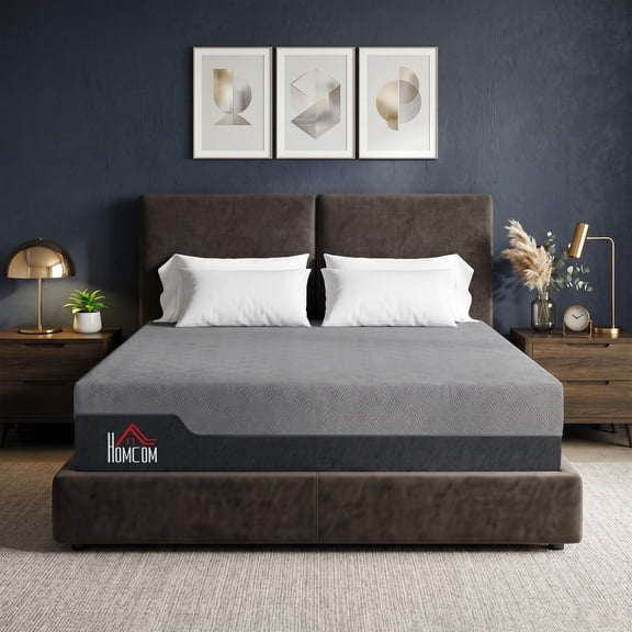 HOMCOM Queen Mattress, 12 Inch Memory Foam Mattress, Graphene Gel Cooling Copper Bed in a Box with Washable Cover,, Made in USA, CertiPUR-US Certified