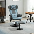 thumbnail image 1 of HOMCOM Recliner Chair with Ottoman, Video Gaming Chair,  Racing Style Upholstered Swivel Recliner with Footrest, Headrest and Lumbar Support, Grey and Blue, 1 of 9