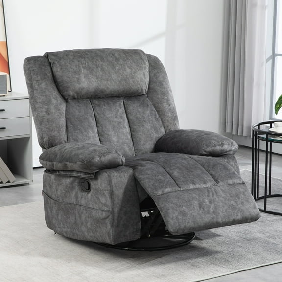 HOMCOM Recliner Chair, Swivel Rocker Chair for Nursery, Charcoal Gray
