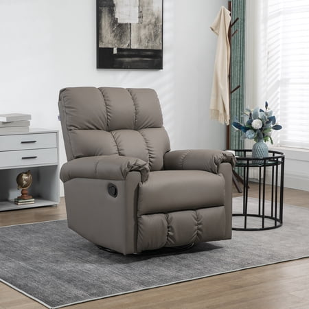 HOMCOM Recliner Chair w/Footrest & 360 Swivel Rotation Sofa Recliner, Brown