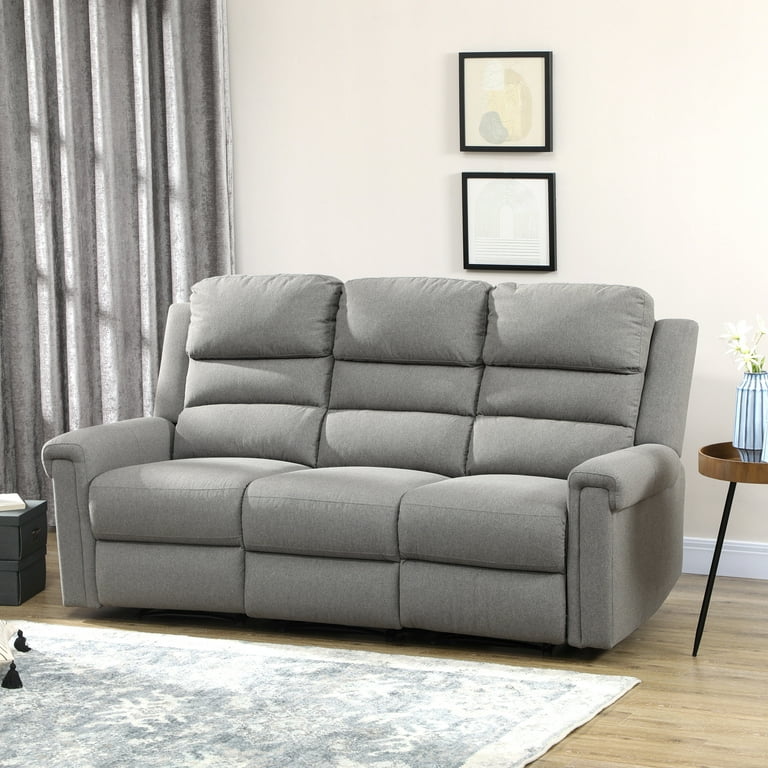 HOMCOM Triple Reclining Fabric Sofa Couch with Footrests, Modern