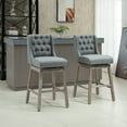 thumbnail image 1 of HOMCOM Rectangular Tufted Swivel High Back Bar Stool, Gray (Set of 2), 1 of 10