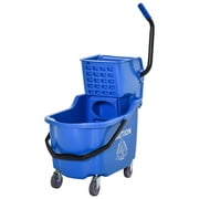 HOMCOM Residential Mop Bucket with Side Press Wringer and Wheels, Blue